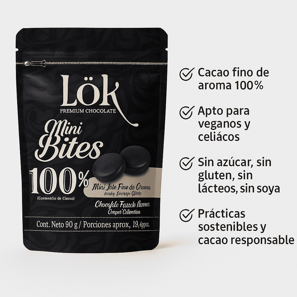 Mini Bites De Chocolate Al 100% De Cacao - Lok x90g