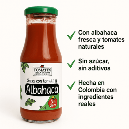 Salsa De Tomate Sabor Albahaca - Tomates Villa Santos x350gr