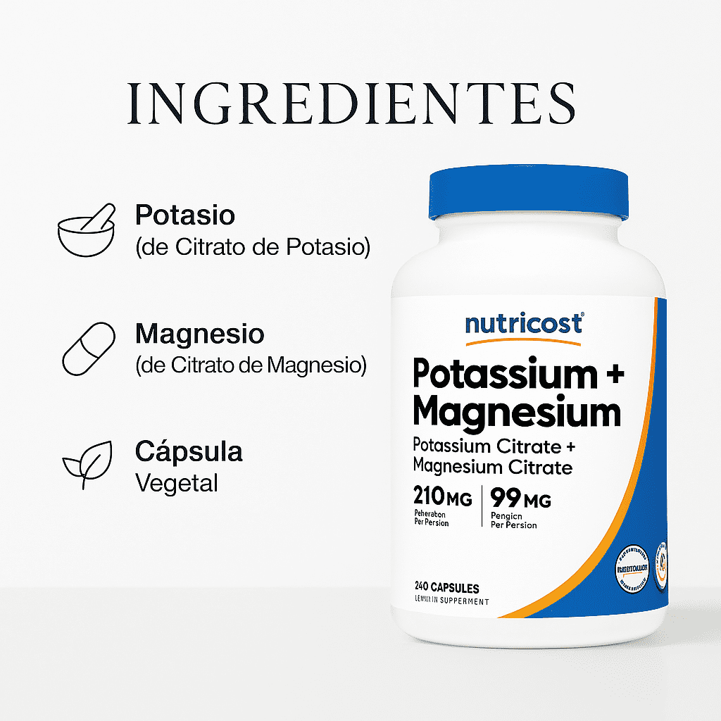 Citrato De Magnesio + Citrato De Potasio - Nutricost x240caps