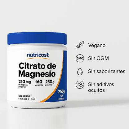 Citrato De Magnesio En Polvo - Nutricost x250g