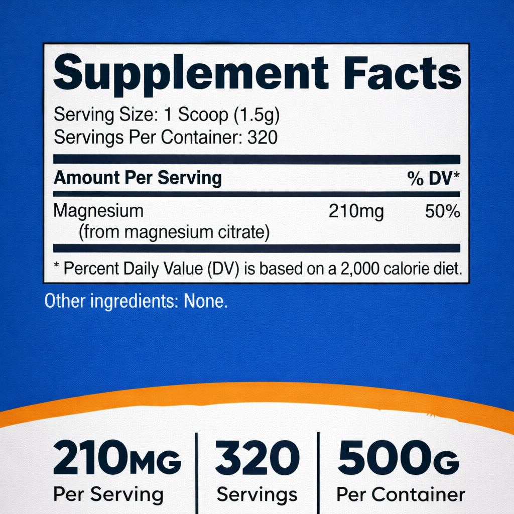 Citrato de Magnesio en Polvo - Nutricost x500g