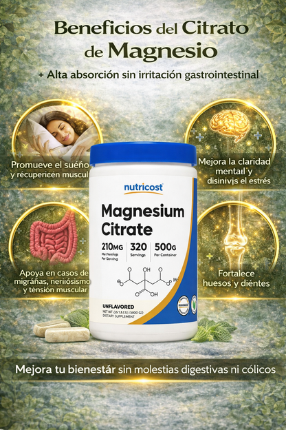 Citrato de Magnesio en Polvo - Nutricost x500g