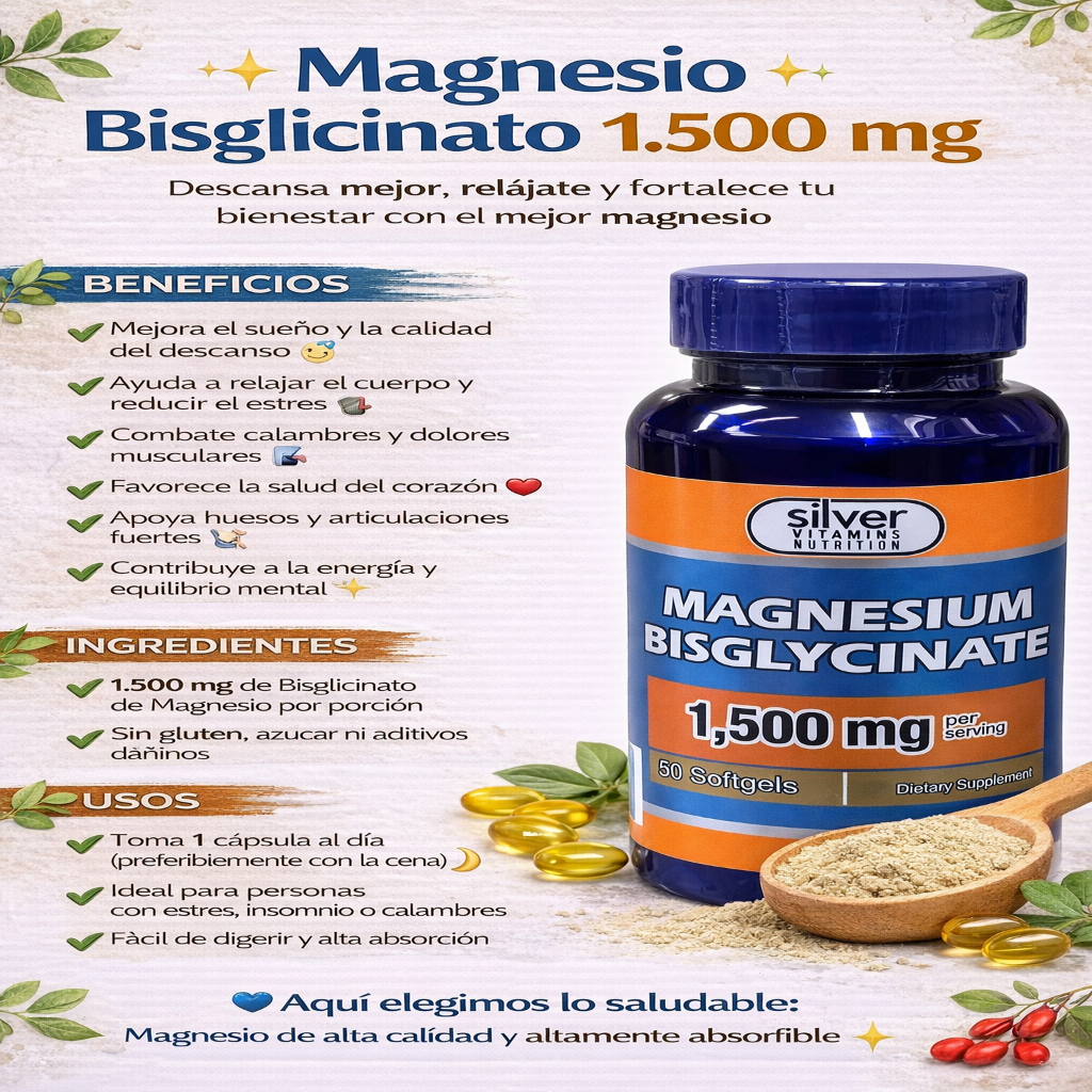 Bisglicinato de Magnesio - Silver x1500mg