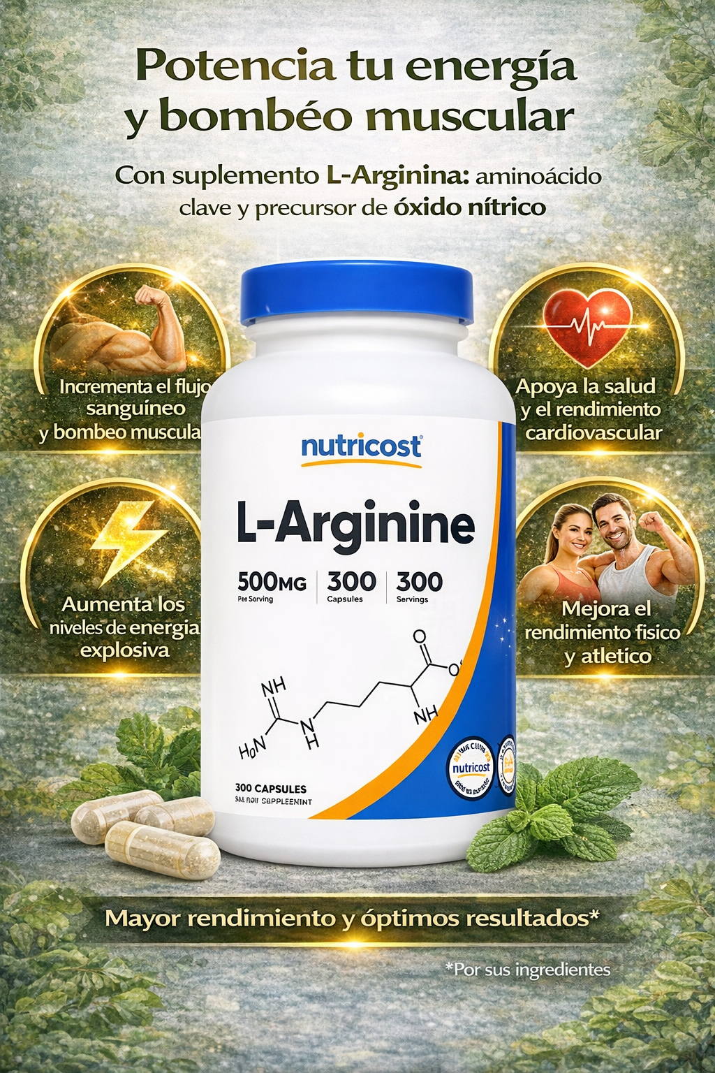 L-Arginina - Nutricost x300caps