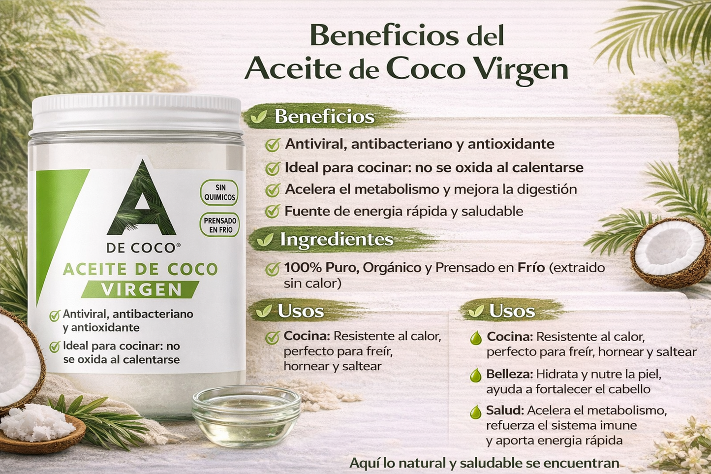 Aceite De Coco Virgen - A De Coco x420ml