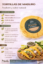 Tortilla de Plátano Maduro Vive Raíces - Comida Real x10unid