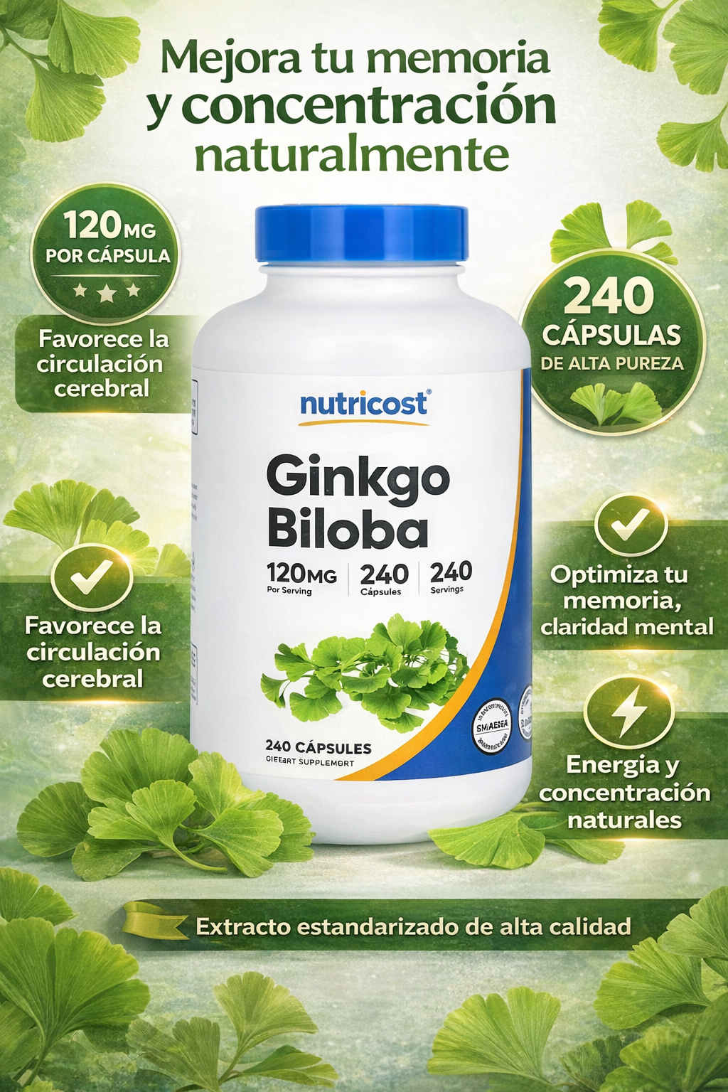 Ginkgo Biloba - Nutricost x240caps