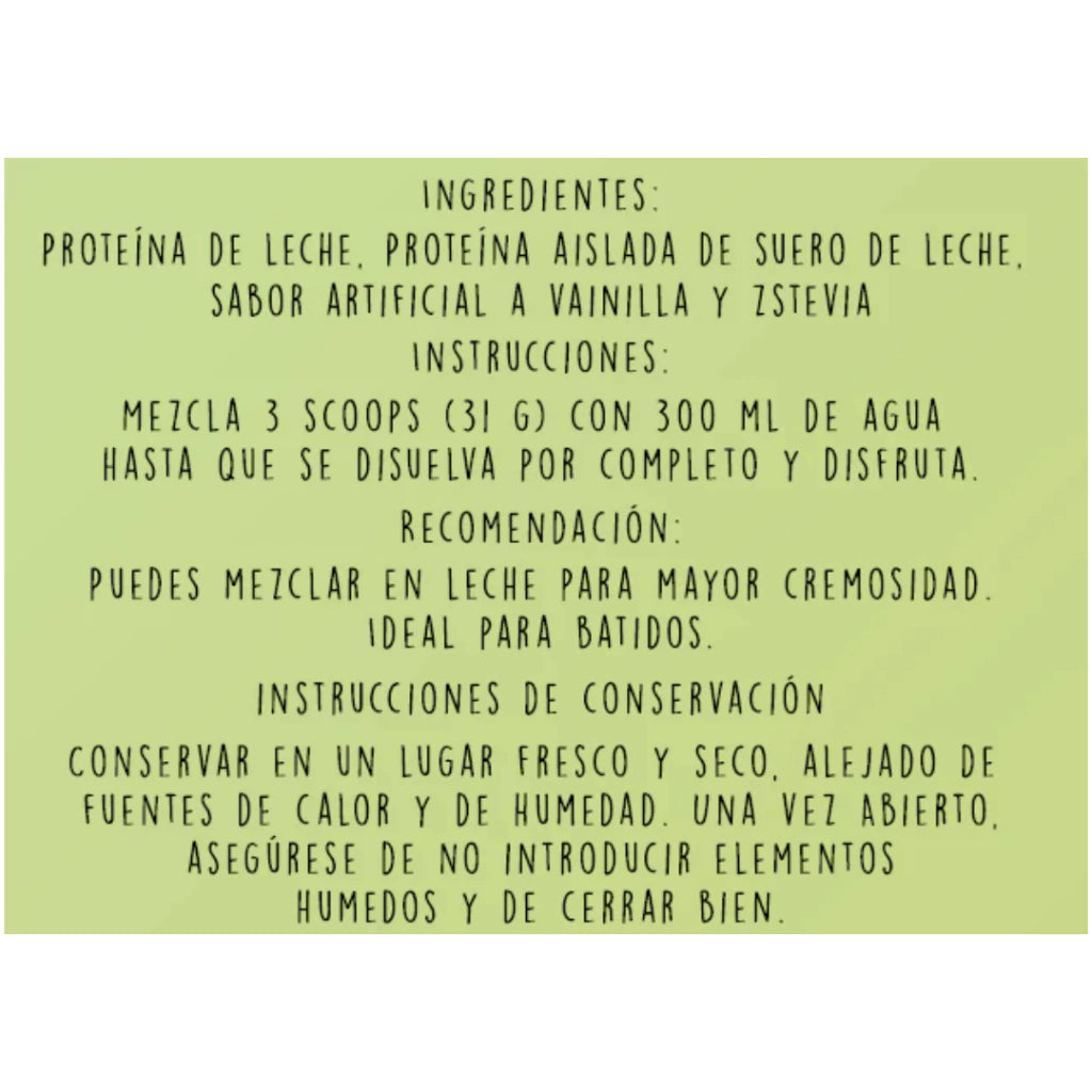 Proteína A Base De Leche Sabor Vainilla (Stevia) - Elemental x1000gr