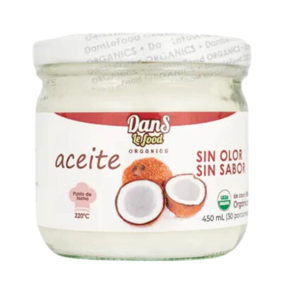 Aceite de Coco Virgen Orgánico Sin olor y sin sabor - DANS LE FOOD x450ml