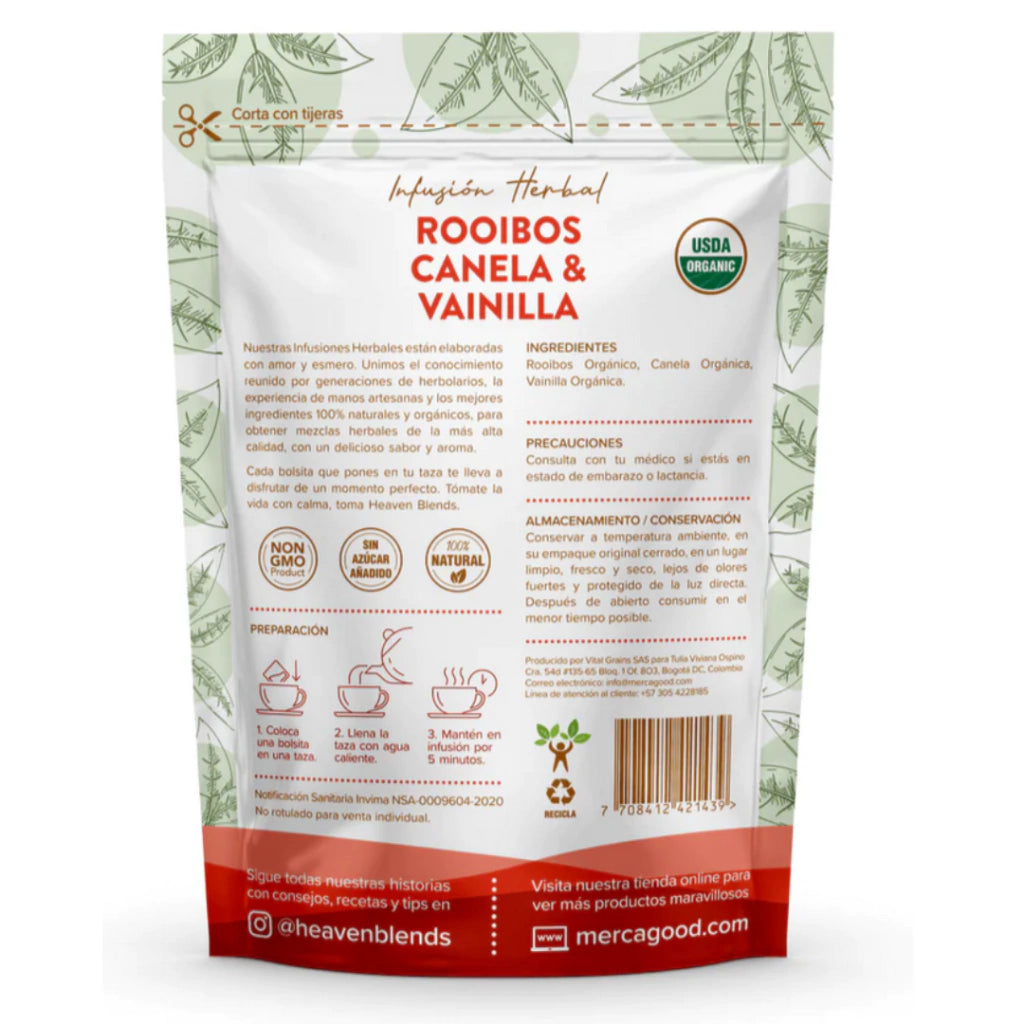 Infusión Orgánica De Rooibos, Canela & Vainilla - Heaven Blends x60g