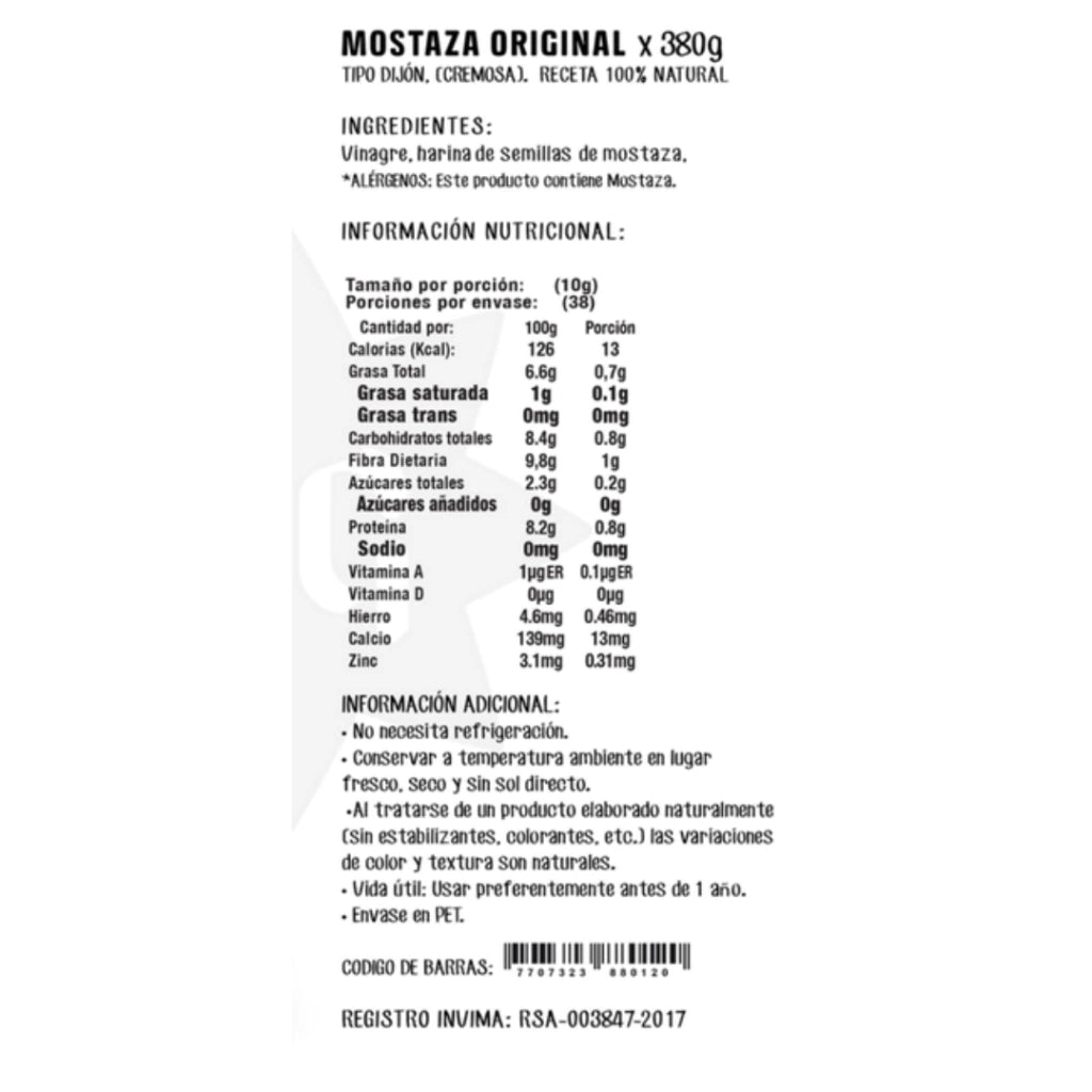 Mostaza Original Tipo Dijon - Hacienda Gourmet x380gr