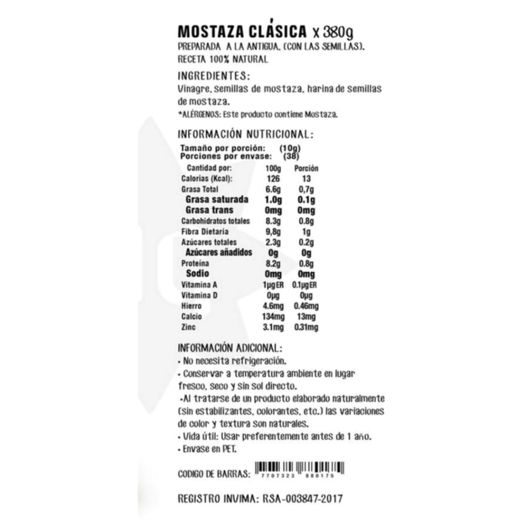 Mostaza Clásica - Hacienda Gourmet x380gr