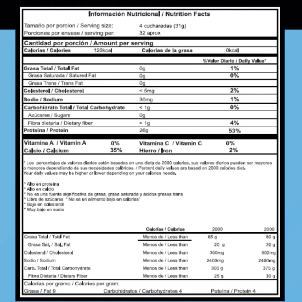 Proteína A Base De Leche Sabor Vainilla (Sin Endulzar) - Elemental x1000gr
