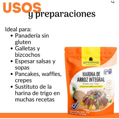 Harina De Arroz Integral - Karavansay x500g