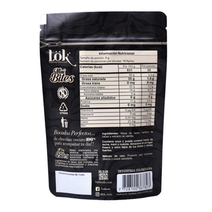 Mini Bites De Chocolate Al 100% De Cacao - Lok x90g