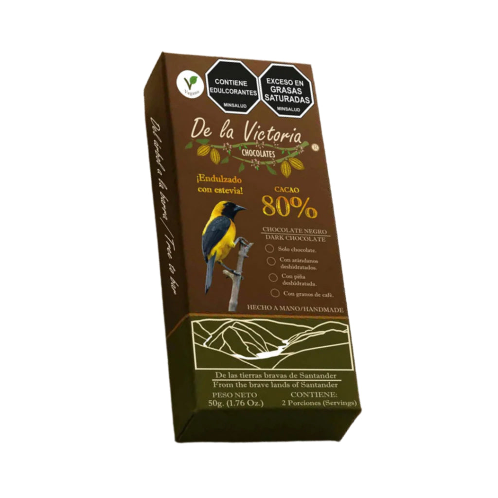 Barra De Chocolate Al 80% Con Estevia - De La Victoria x50g