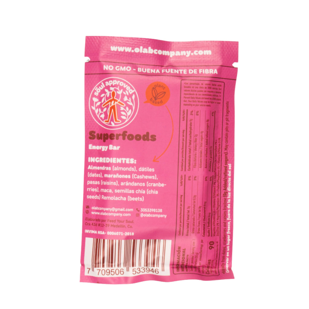 Barra de Energia Vegana Beetlicious - O-lab x52gr