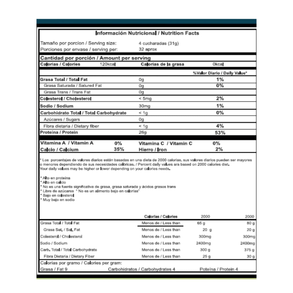 Proteína A Base De Leche Sabor Vainilla (Stevia) - Elemental x1000gr